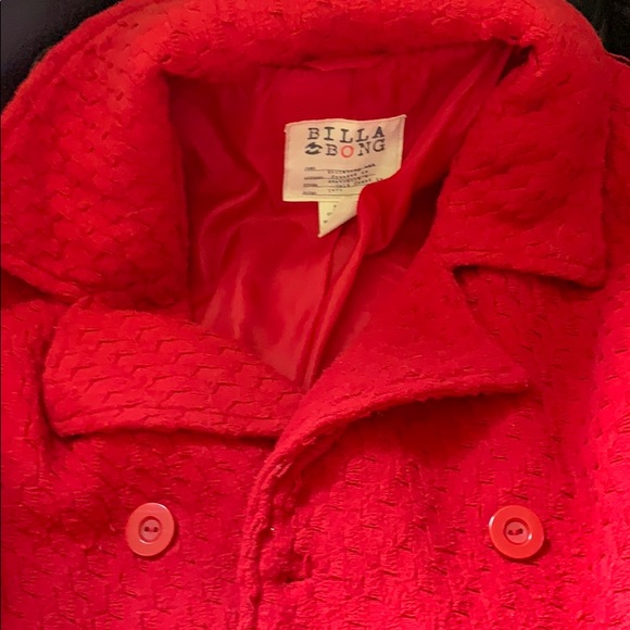 Women’s Red Billabong Pea Coat XL - Picture 2 of 3